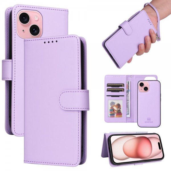 Betopnice iPhone 15 -kotelo irrotettavalla kuorella 005 Violetti