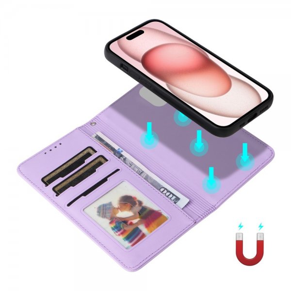 Betopnice iPhone 15 -kotelo irrotettavalla kuorella 005 Violetti