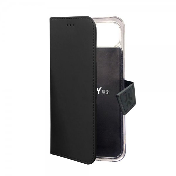 Celly iPhone 15 Suojakotelo Wally Wallet Case Musta
