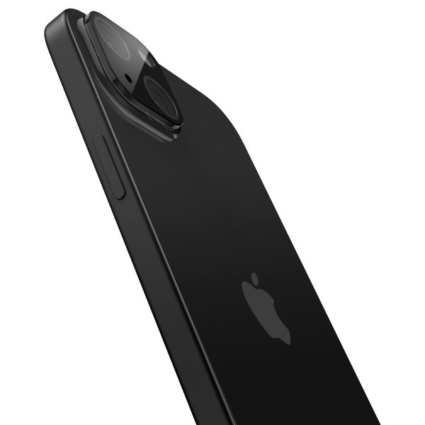 Spigen iPhone 14/15/14 Plus/15 Plus Kameran suojalasi.tR Optik Musta 2 kpl