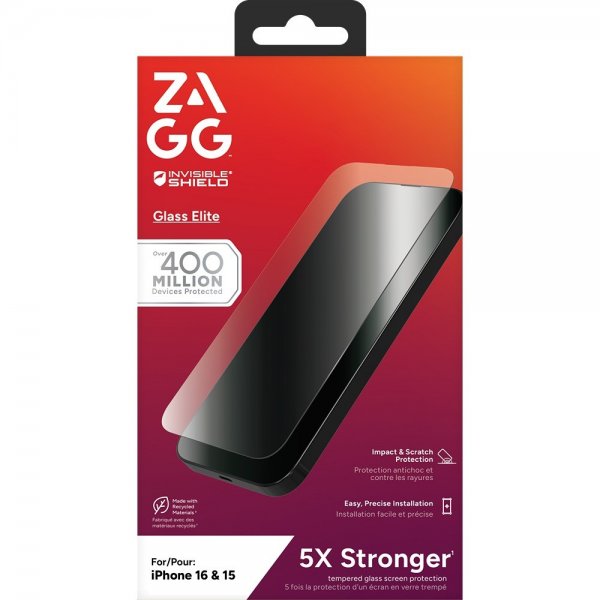 ZAGG InvisibleShield iPhone 15/iPhone 16 Glass Elite -näytönsuoja