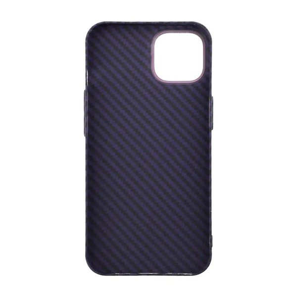 iPhone 15 -kuori, hiilikuitukuvio, violetti