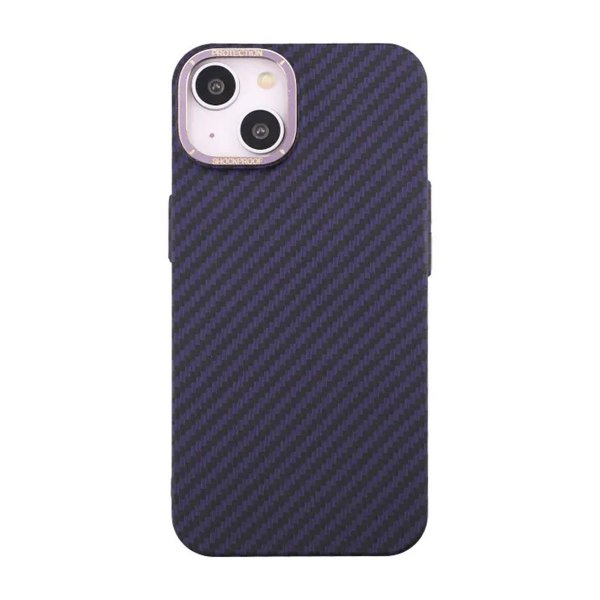 iPhone 15 -kuori, hiilikuitukuvio, violetti
