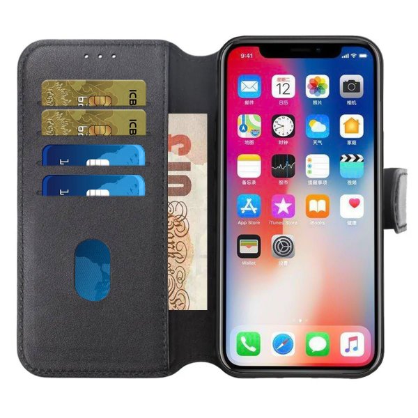 Rvelon iPhone 15 Kotelo Aito Nahka Musta