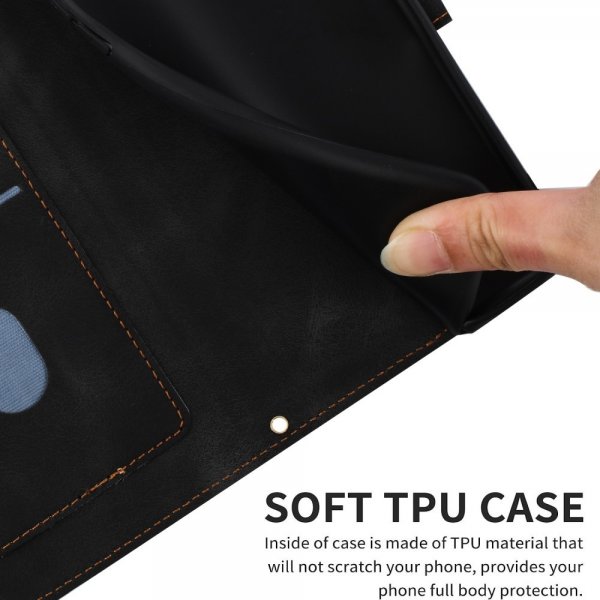iPhone 15 Plus Suojakuori Kukkakuvio Musta