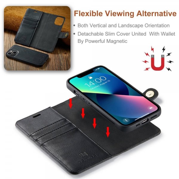 Dg.Ming iPhone 15 Plus -kotelo irrotettavalla kuorella, musta
