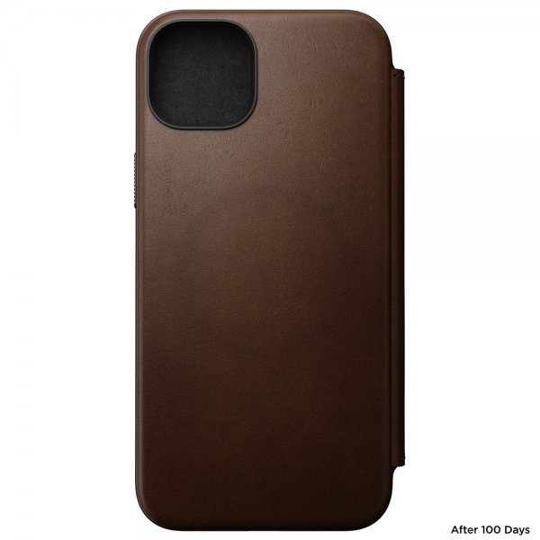 Nomad iPhone 15 Plus -kotelo, Modern Leather Folio, ruskea