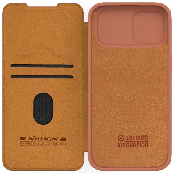 Nillkin iPhone 15 Plus -kotelo, Qin Pro -sarja, ruskea