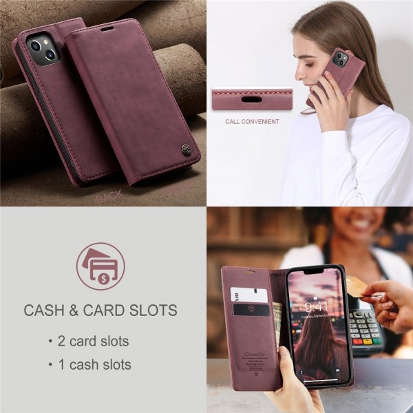 CaseMe iPhone 15 Plus Retro Flip Punainen