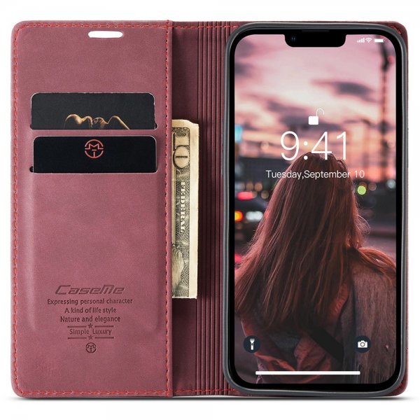CaseMe iPhone 15 Plus Retro Flip Punainen