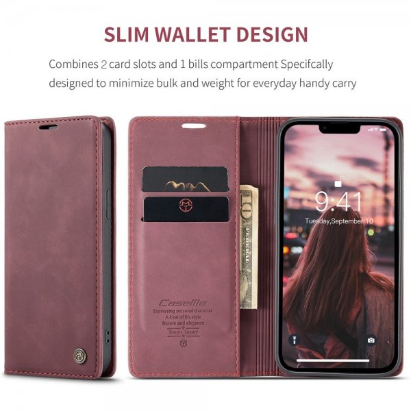 CaseMe iPhone 15 Plus Retro Flip Punainen