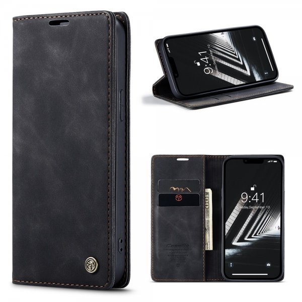 CaseMe iPhone 15 Plus Suojakotelo Retro Flip Musta