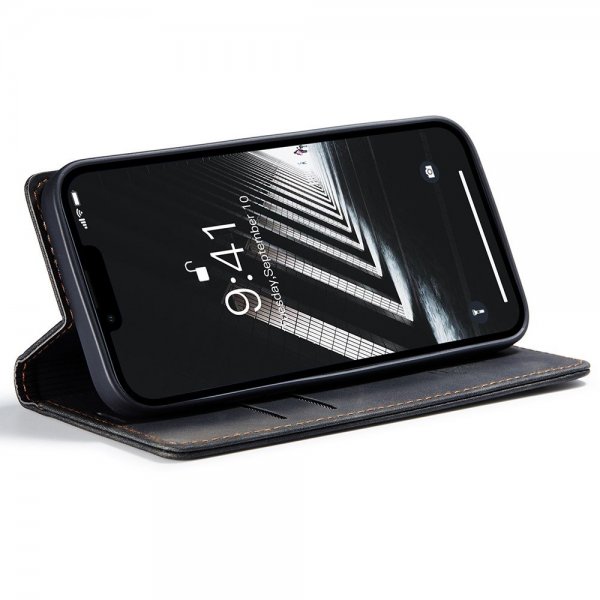 CaseMe iPhone 15 Plus Suojakotelo Retro Flip Musta