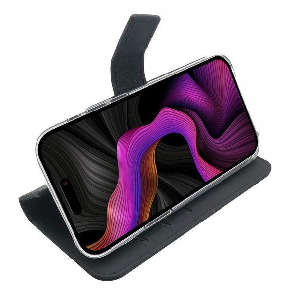 Celly iPhone 15 Plus Suojakotelo Wally Wallet Case Musta