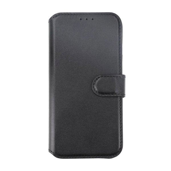 Rvelon iPhone 15 Plus Kotelo Aitoa Nahkaa Musta