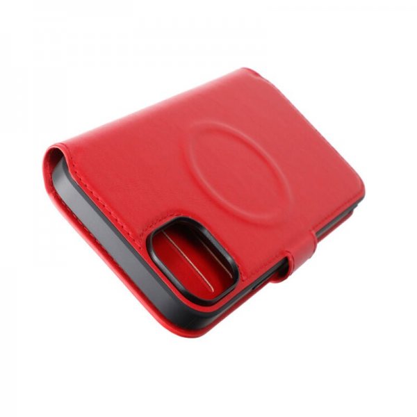 Rvelon iPhone 15 Plus -kotelo, 4 korttipaikkaa, MagSafe, punainen