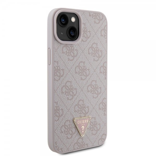 Guess iPhone 15 Plus Suojakuori 4G Metal Triangle Strass Vaaleanpunainen