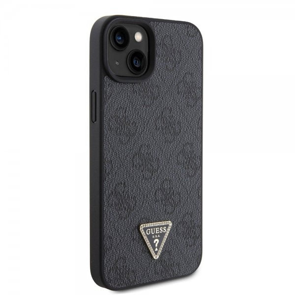 Guess iPhone 15 Plus Suojakuori 4G Metal Triangle Strass Musta