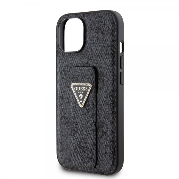 Guess iPhone 15 Plus Suojakuori Grip Stand -toiminnolla, musta