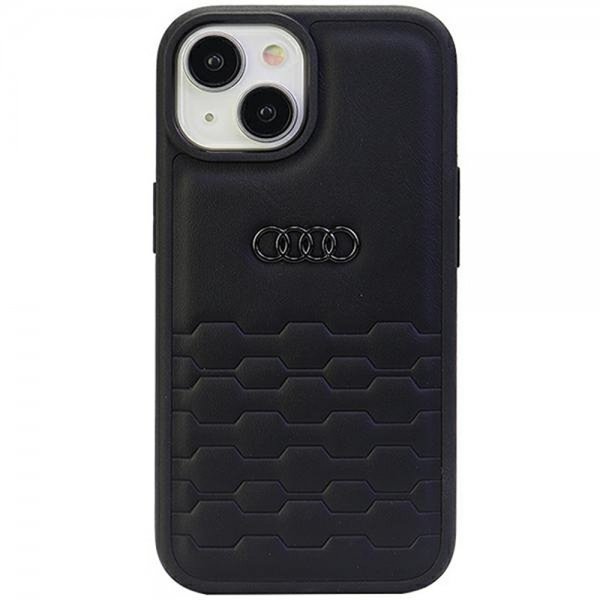 Audi iPhone 15 Plus Suojakuori GT Synteettinen Nahka Musta