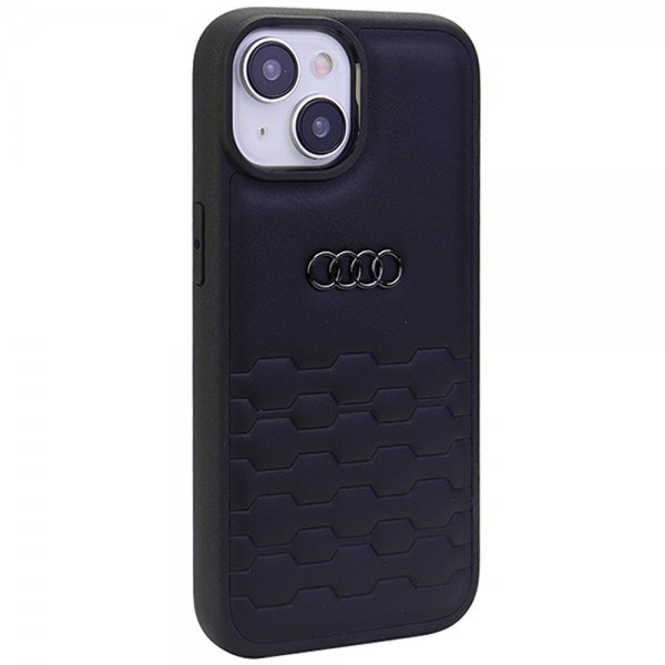 Audi iPhone 15 Plus Suojakuori GT Synteettinen Nahka Musta