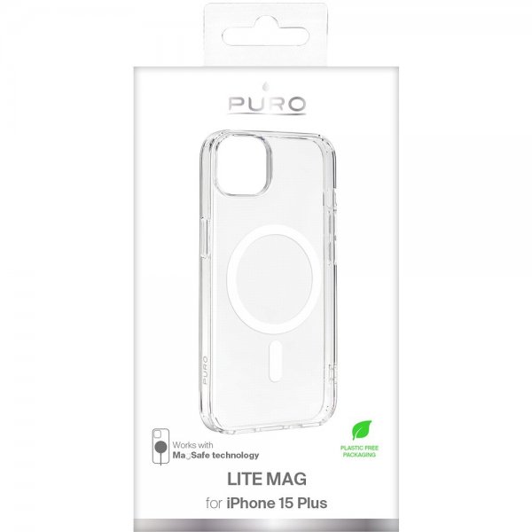 Puro iPhone 15 Plus Suojakuori LITE MAG Läpinäkyvä