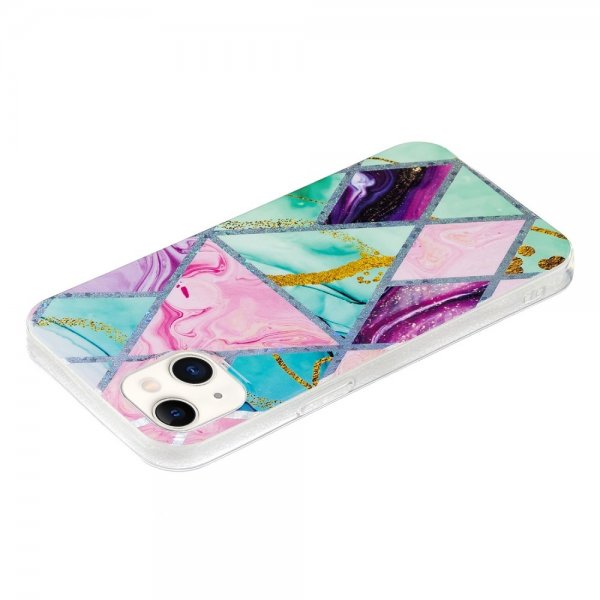 iPhone 15 Plus Kuoret Marmorikuvio Vihreä Violetti