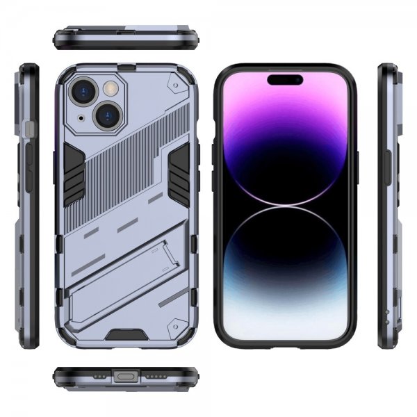 iPhone 15 Plus Suojakuori Jalustalla Tummanharmaa