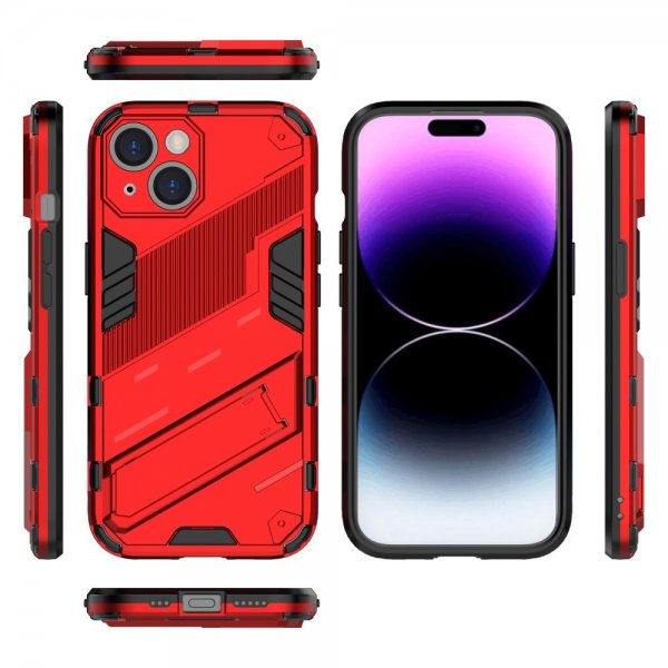 iPhone 15 Plus Suojakuori Jalustalla Punainen
