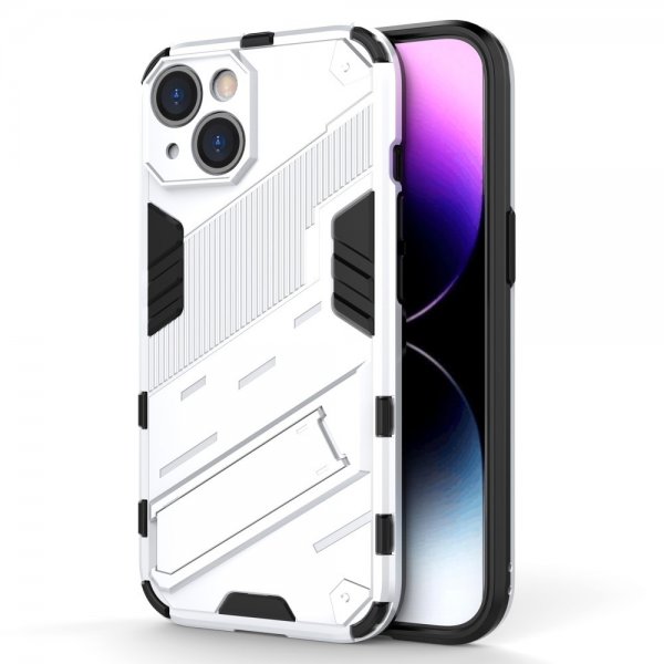 iPhone 15 Plus Suojakuori Jalustalla Valkoinen