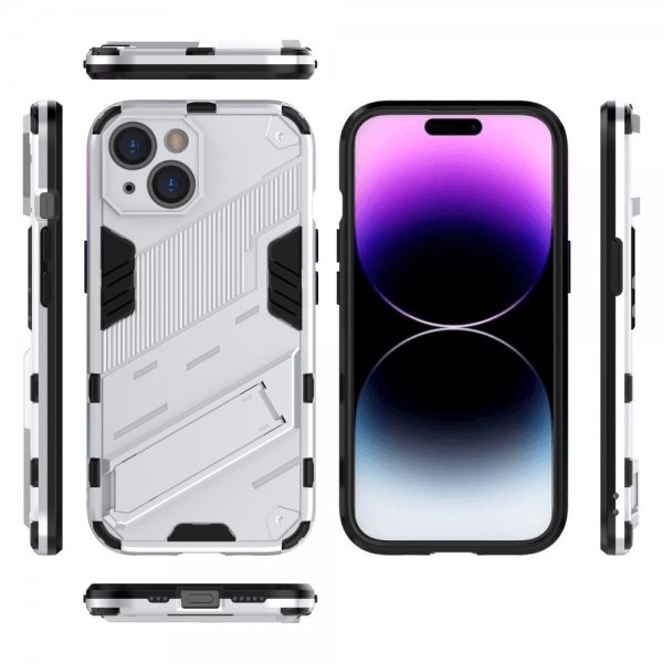 iPhone 15 Plus Suojakuori Jalustalla Valkoinen