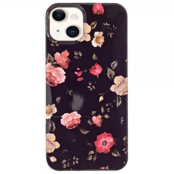 iPhone 15 Plus Suojakuori Ruusukuvio Musta
