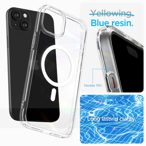 Spigen iPhone 15 Plus -suojakuori Ultra Hybrid MagFit Valkoinen