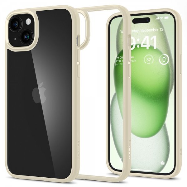Spigen iPhone 15 Plus -kuori Ultra Hybrid Mute Beige