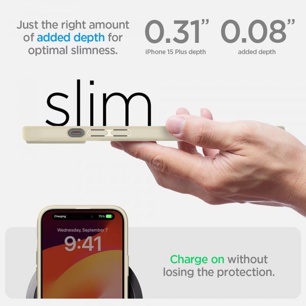 Spigen iPhone 15 Plus -kuori Ultra Hybrid Mute Beige