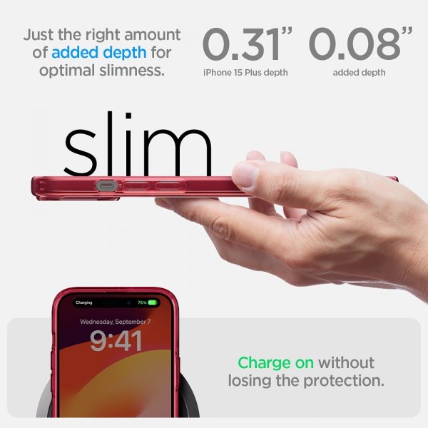 Spigen iPhone 15 Plus Suojakuori Ultra Hybrid Red Crystal