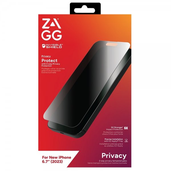 ZAGG InvisibleShield iPhone 15 Plus -näytönsuoja Glass Elite Privacy