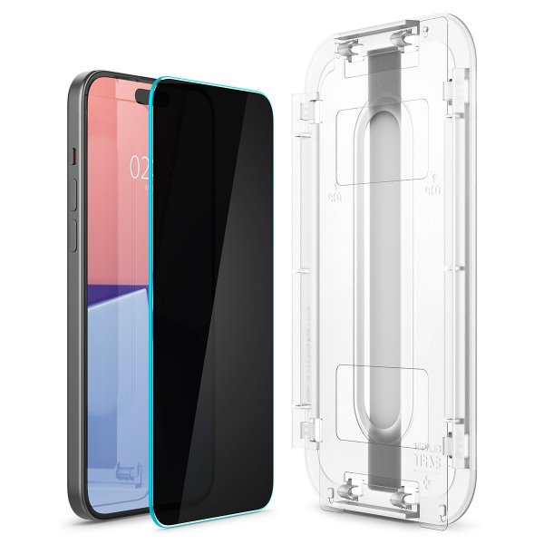 Spigen iPhone 15 Plus -näytönsuoja GLAS.tR EZ Fit Privacy 2-pakkaus