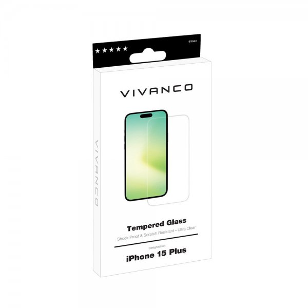 Vivanco iPhone 15 Plus -näytönsuoja karkaistu lasi