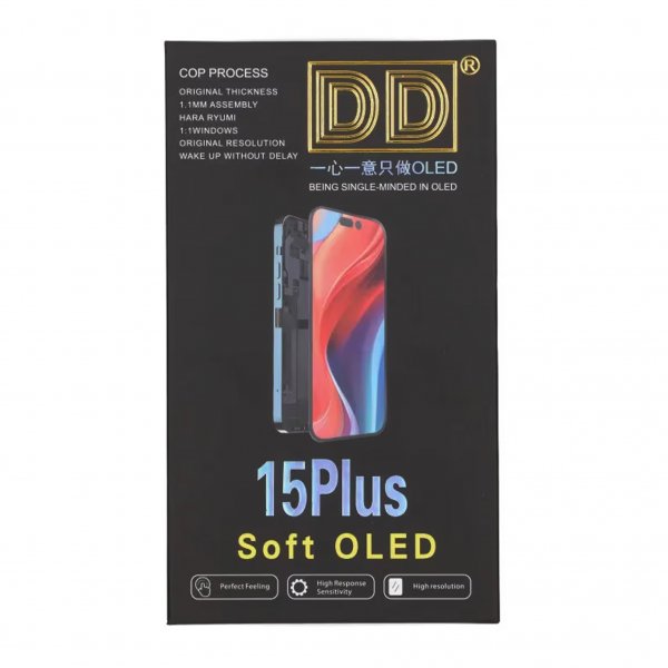 iPhone 15 Plus Soft OLED -näyttö, korkealaatuinen, musta (DD-merkki)