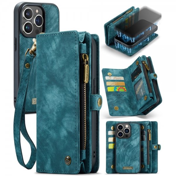 CaseMe iPhone 15 Pro -kotelo 008 Series, irrotettava kuori, petrolinsininen