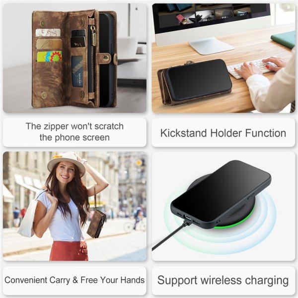 CaseMe iPhone 15 Pro Kotelo 008 Series Irrotettava Kuori Ruskea