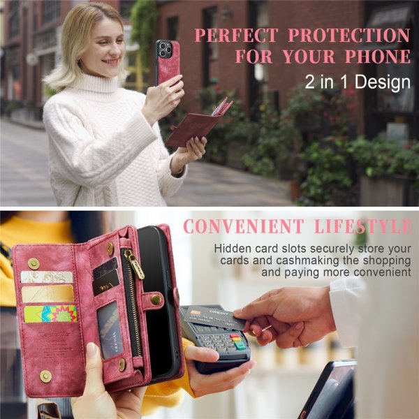 CaseMe iPhone 15 Pro -suojakuori 008-sarja irrotettava kuori punainen