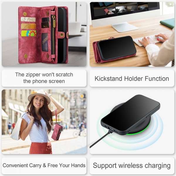 CaseMe iPhone 15 Pro -suojakuori 008-sarja irrotettava kuori punainen