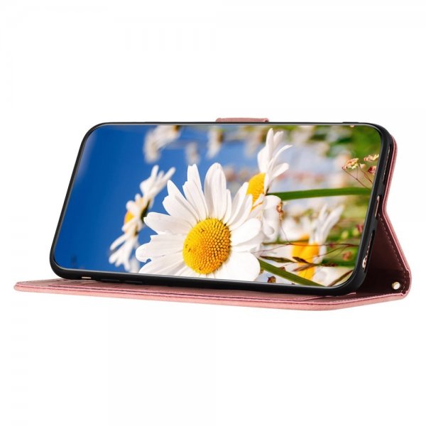 iPhone 15 Pro Kuori Kukkakuvio Vaaleanpunainen