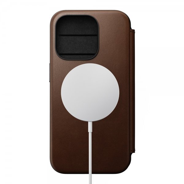 Nomad iPhone 15 Pro -kotelo Modern Leather Folio, ruskea