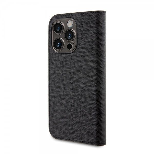 Karl Lagerfeld iPhone 15 Pro -suojakotelo NFT Karl & Choupette Patch Saffiano Musta