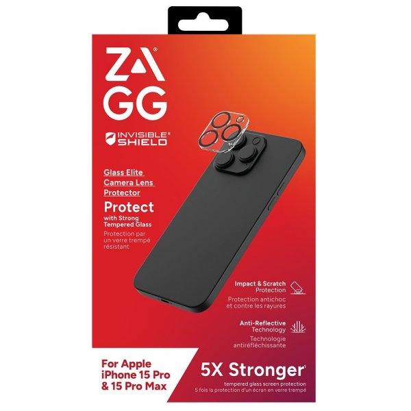 ZAGG InvisibleShield iPhone 15 Pro/iPhone 15 Pro Max kamerans lasisuoja Glass Elite Camera Protector