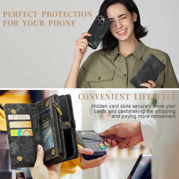 CaseMe iPhone 15 Pro Max Suojakotelo 008 Series Irrotettava Kuori Musta