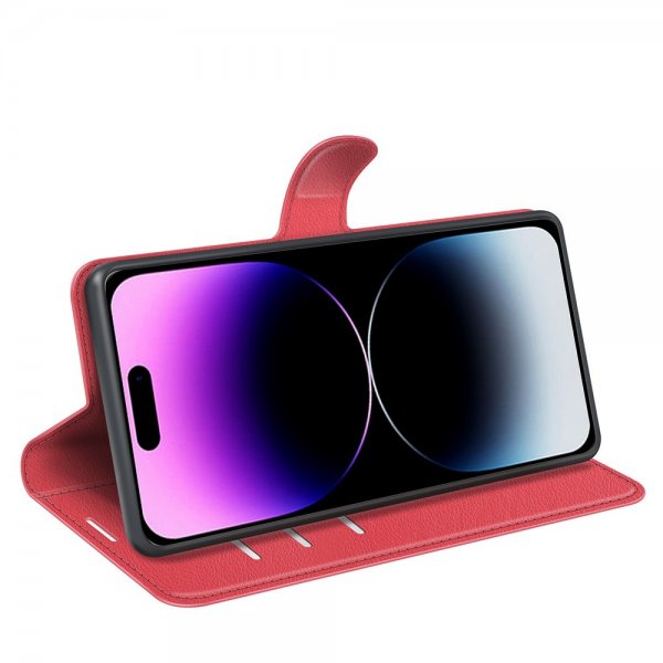 iPhone 15 Pro Max Litchi-nahkakotelo Punainen